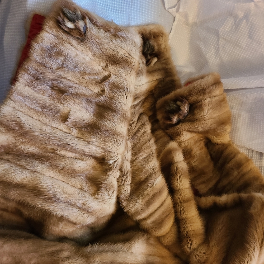 "Pastel" real mink throw. 56 x 31